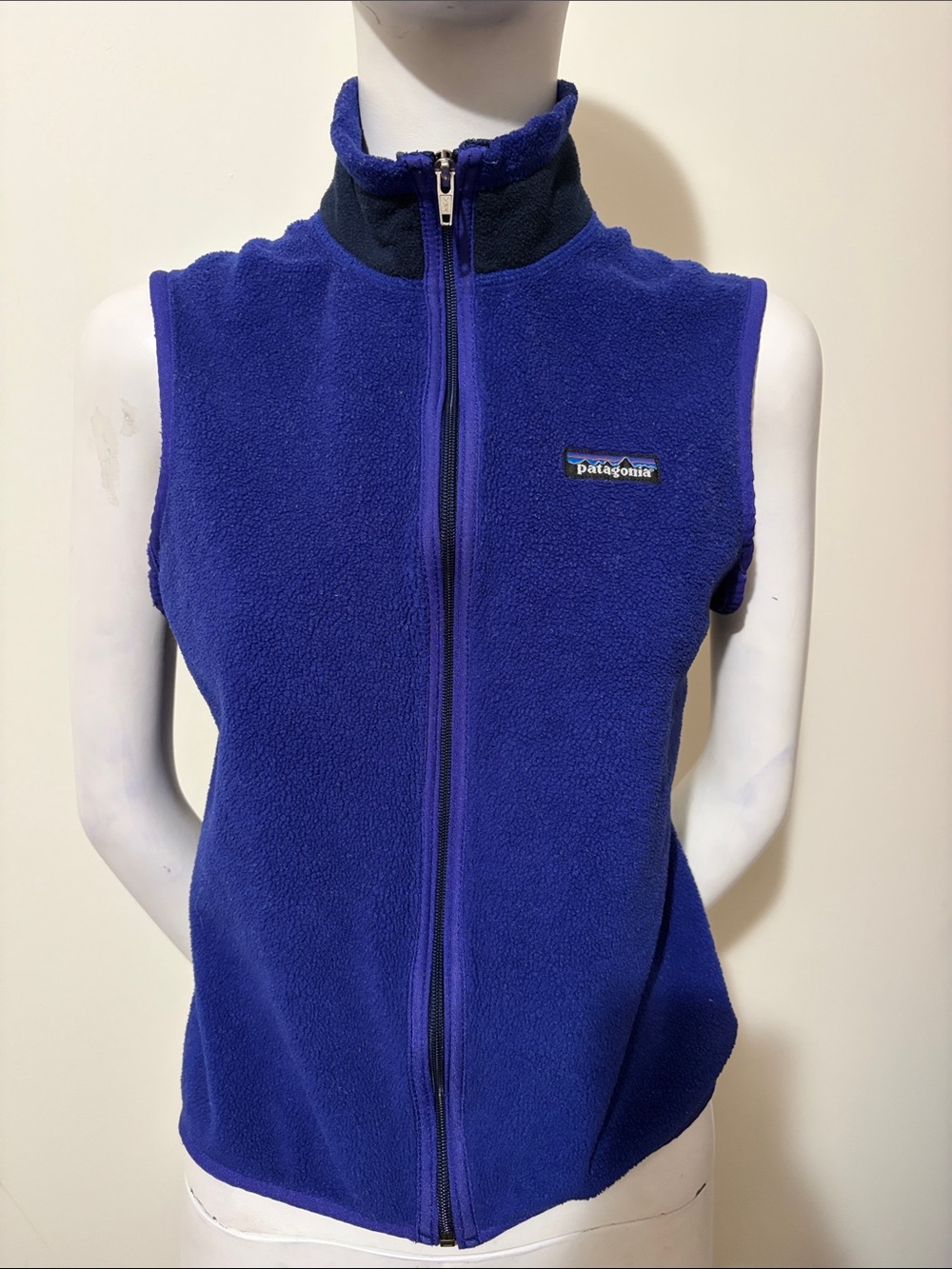 Vintage Patagonia Royal Blue Sleeveless Fleece Vest - Back Packet Made in USA